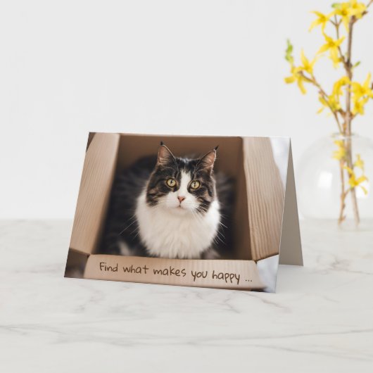 Carte Chat d'anniversaire en carton (Fleur jaune)