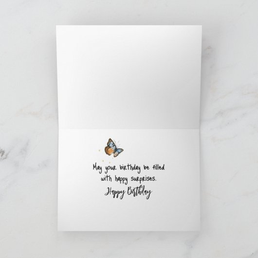 Carte Chat d'anniversaire et papillon (Intérieur)