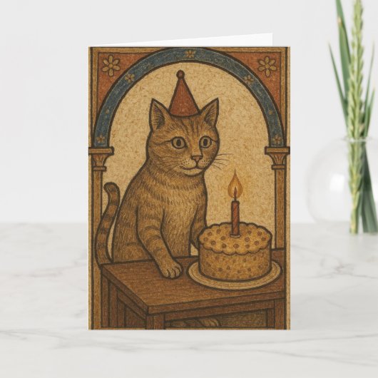 Carte Chat d'anniversaire médiéval (Devant)