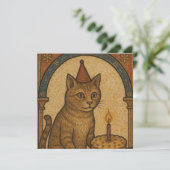 Carte Chat d'anniversaire médiéval (Debout devant)