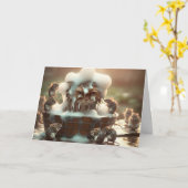 Carte Chat d'Anniversaire Obtenir Un Bain (Fleur jaune)