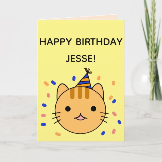 Carte Chat d'anniversaire | Orange Chat Joyeux Anniversa (Devant)