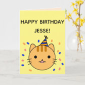 Carte Chat d'anniversaire | Orange Chat Joyeux Anniversa (Fleur jaune)