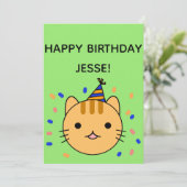 Carte Chat d'anniversaire | Orange Chat Joyeux Anniversa (Debout devant)
