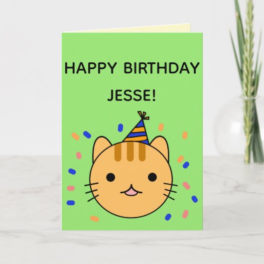 Carte Chat d'anniversaire | Orange Chat Joyeux Anniversa (Devant)