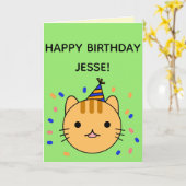 Carte Chat d'anniversaire | Orange Chat Joyeux Anniversa (Fleur jaune)