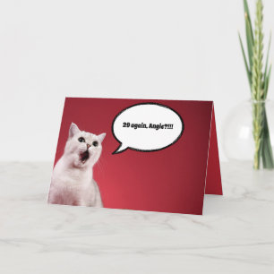 Carte Chat d'anniversaire personnalisée, "29 encor