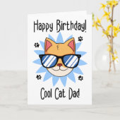 Carte Chat d'anniversaire portant des lunettes de soleil (Fleur jaune)