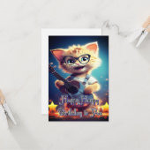 Carte Chat d'anniversaire très heureux (Devant/Arrière en situation)
