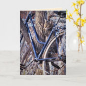 Carte Chat dans l'arbre avec bicyclette Chats mignons dr (Fleur jaune)
