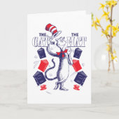 Carte Chat dans le Casquette | Lecture de livres (Fleur jaune)