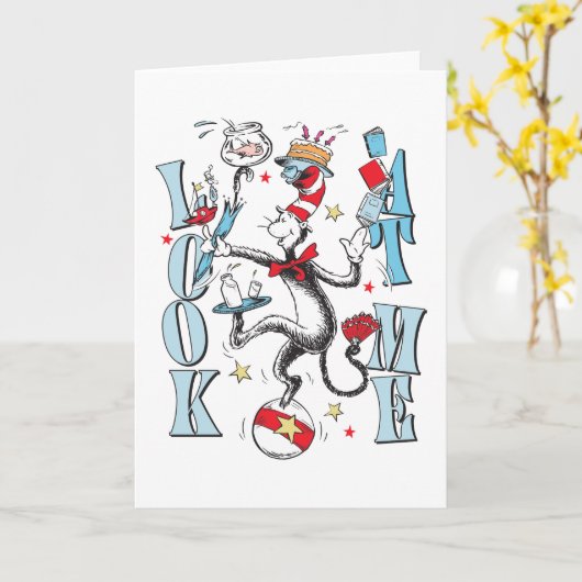 Carte Chat dans le Casquette | Regarde-moi (Fleur jaune)