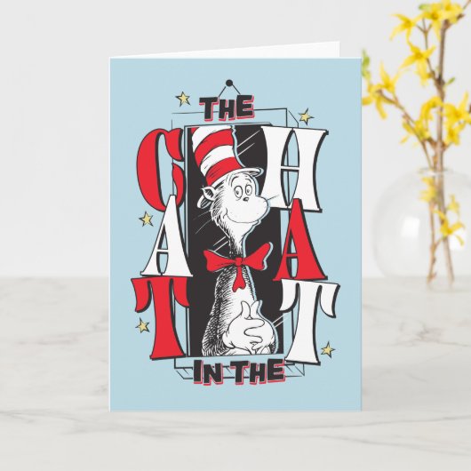 Carte Chat dans le Casquette | Texte B&W (Fleur jaune)