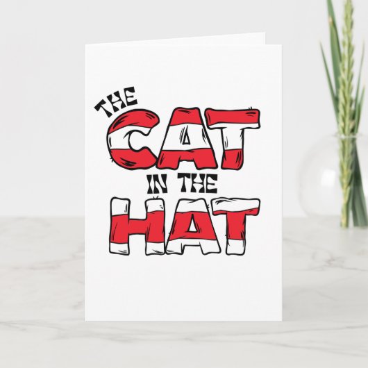Carte Chat dans le Casquette | Texte en bande rouge et b (Devant)