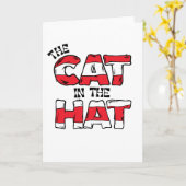 Carte Chat dans le Casquette | Texte en bande rouge et b (Fleur jaune)