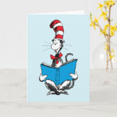 Carte Chat dans le chapeau en lecture (Fleur jaune)