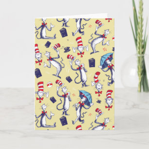 Carte Chat dans le chapeau   motif jaune
