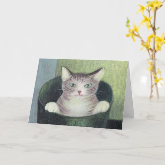 Carte Chat dans le seau (Fleur jaune)