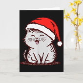 Carte Chat Dans Un Chapeau De Père Noël (Fleur jaune)