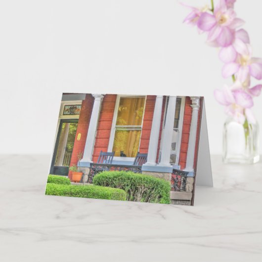 Carte Chat dans une fenêtre (Orchidée)