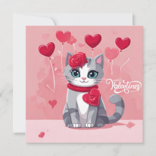 Carte Chat d'aquarelle Abstraite Heureuse Sainte-Valenti