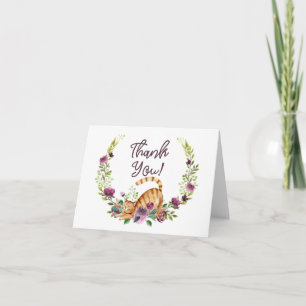 Carte Chat d'aquarelle et Merci de fleurs