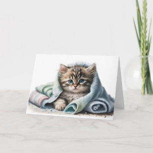 Carte Chat d'aquarelle pour se bien bientôt