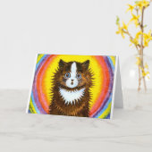 Carte Chat d'arc-en-ciel (Fleur jaune)