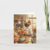Carte Chat d'automne aux fleurs - Saison d'automne (Devant)