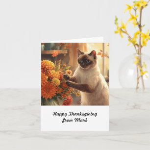 Carte Chat d'automne aux fleurs Saison d'automne Thanksg