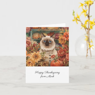 Carte Chat d'automne aux fleurs Saison d'automne Thanksg