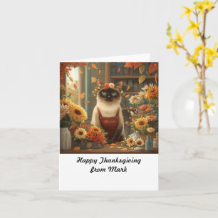 Carte Chat d'automne aux fleurs Saison d'automne Thanksg