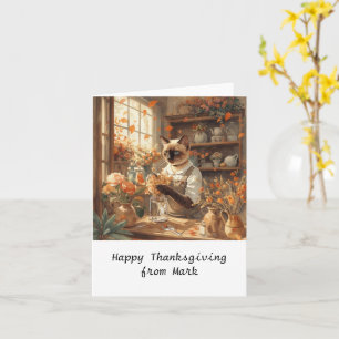 Carte Chat d'automne aux fleurs Saison d'automne Thanksg