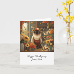 Carte Chat d'automne aux fleurs Saison d'automne Thanksg
