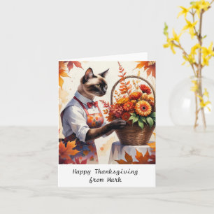 Carte Chat d'automne aux fleurs Saison d'automne Thanksg
