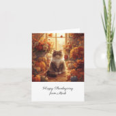 Carte Chat d'automne aux fleurs Saison d'automne Thanksg (Devant)