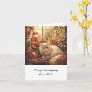 Carte Chat d'automne aux fleurs Saison d'automne Thanksg