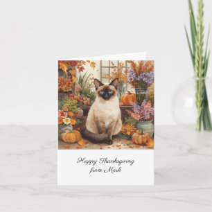 Carte Chat d'automne aux fleurs Saison d'automne Thanksg