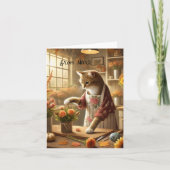 Carte Chat d'automne avec des fleurs – Salutation de la (Devant)