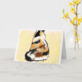 Carte Chat de calicot vu du dos (Fleur jaune)