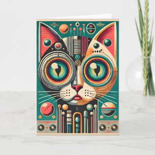 Carte Chat de circuit rétro-futuriste du milieu du siècl