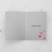 Carte Chat de coeur rose gris (Intérieur)