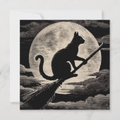 Carte Chat de cuisine sur Broomstick avec Pleine lune Vi (Devant)