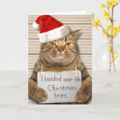 Carte Chat de culpabilité dans le chapeau de Noël (Fleur jaune)