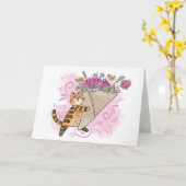 Carte Chat de fleurs de printemps (Fleur jaune)