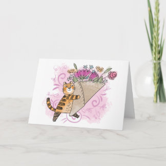 Carte Chat de fleurs de printemps