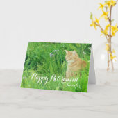 Carte Chat de gingembre de sommeil de retraite dans un (Fleur jaune)