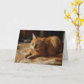 Carte Chat de gingembre sur un lit Toutes les Occasions (Fleur jaune)