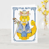 Carte Chat de Golfer (Fleur jaune)
