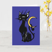 Carte chat de Halloween avec la lune (Fleur jaune)
